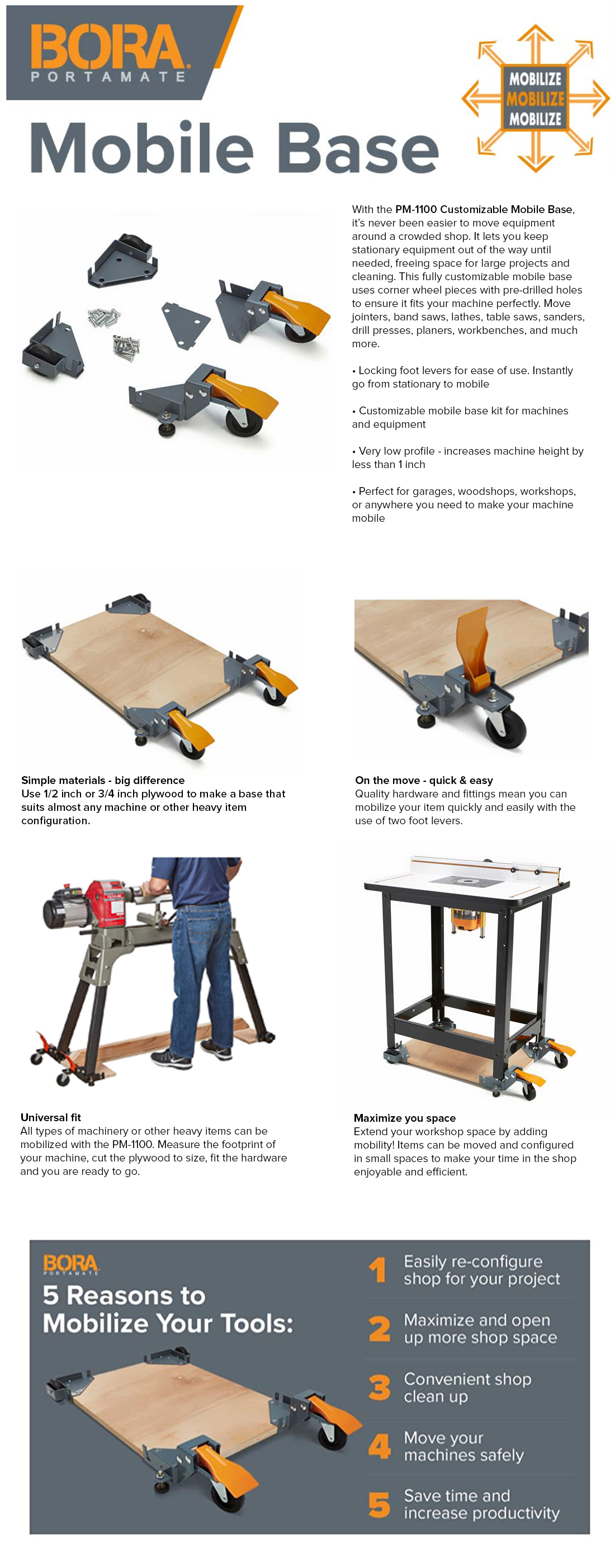 BORA Universal Mobile Base KitPM1100 The Home Depot
